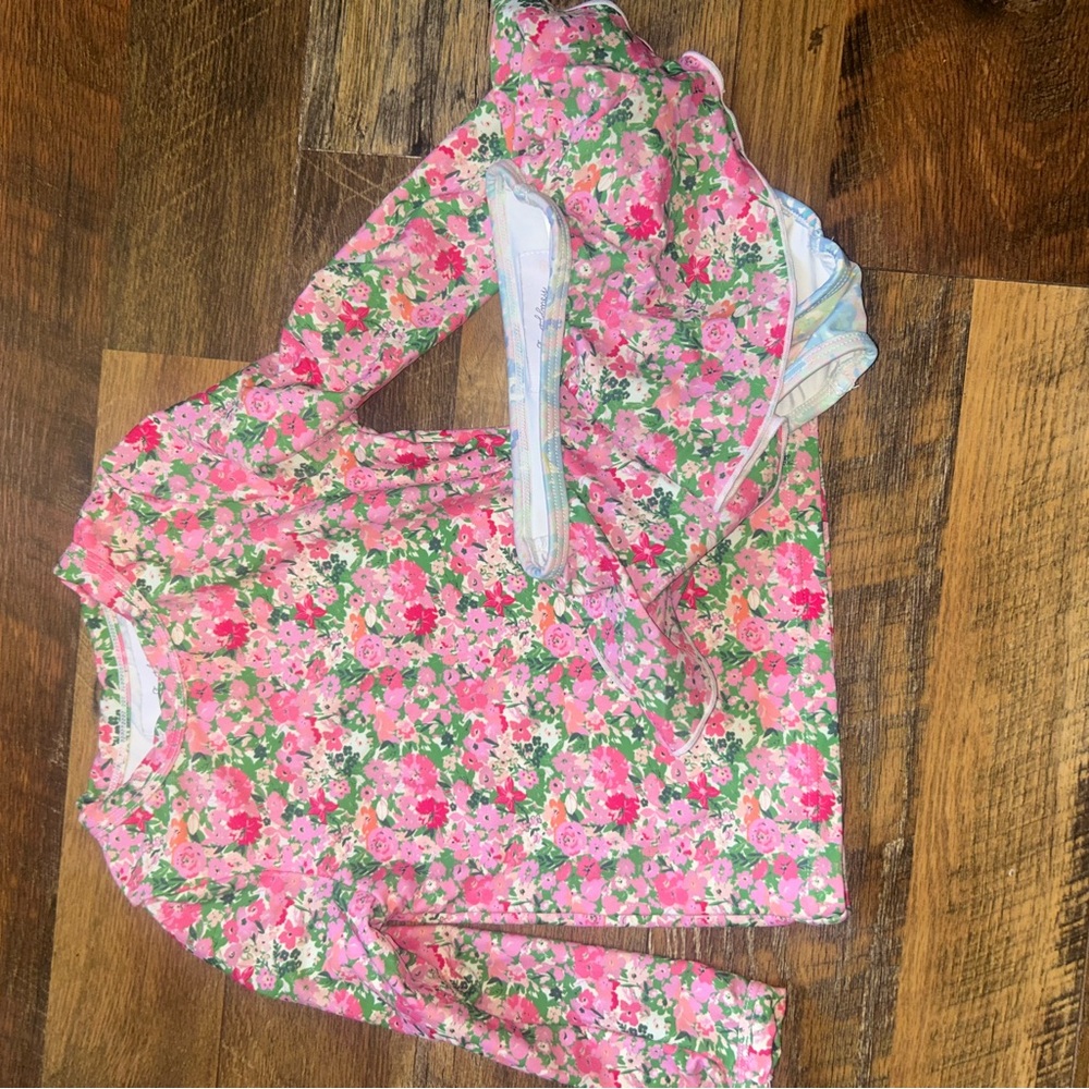 SweetHoney Pink Floral Kids Swim Set
